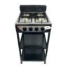 Cuisinière à gaz 4 brûleurs avec support en métal et étagères