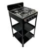 Cuisinière à gaz 4 brûleurs avec support en métal et étagères