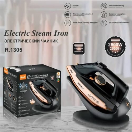 Fer à vapeur électrique RAF R.1305, 2600W, 3 modes de température, semelle en céramique,