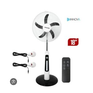 Ventilateur sur pied rechargeable INNOVA IN817-RF blanc, avec télécommande, diamètre 18 pouces.