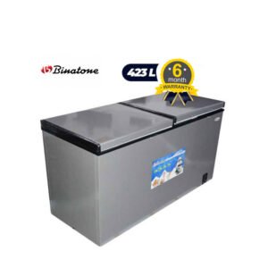 Congélateur coffre Binatone CDF-450, 423 litres, gris, avec roulettes, thermostat réglable,