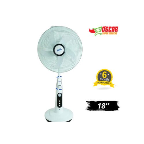 Ventilateur rechargeable ajustable Oscar OSC-5998HRB 18 pouces avec garantie de 6 mois.