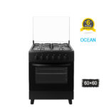 Cuisinière Ocean 4 Feux à Gaz – 60x60 cm – Noire – Allumage Manuel