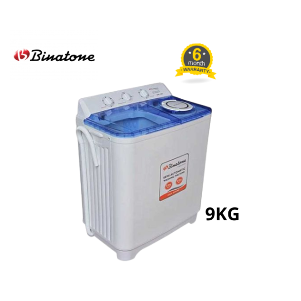 Machine à Laver Semi-Automatique Binatone BWM-090D 9KG Blanche